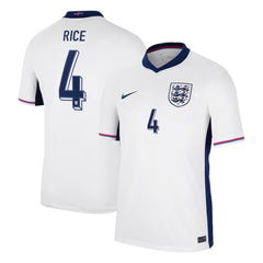 Men's England RICE #4 Home Soccer Jersey Euro