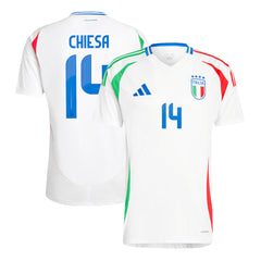 Men's Italy CHIESA #14 Away Soccer Jersey Euro