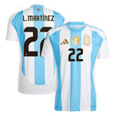 Men's Argentina L.MARTÍNEZ #22 Home Soccer Jersey