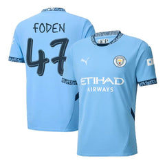 Men's Manchester City FODEN #47 Home Soccer Jersey UCL