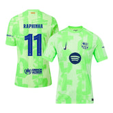 Men's Barcelona RAPHINHA #11 Third Away Soccer Jersey UCL - Spotify Logo Without Text