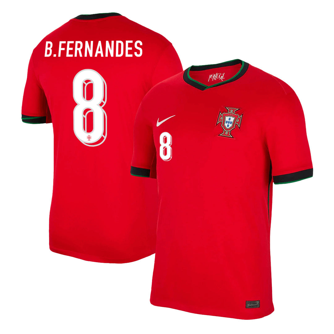 Men's Portugal B.FERNANDES #8 Home Soccer Jersey Euro 2024