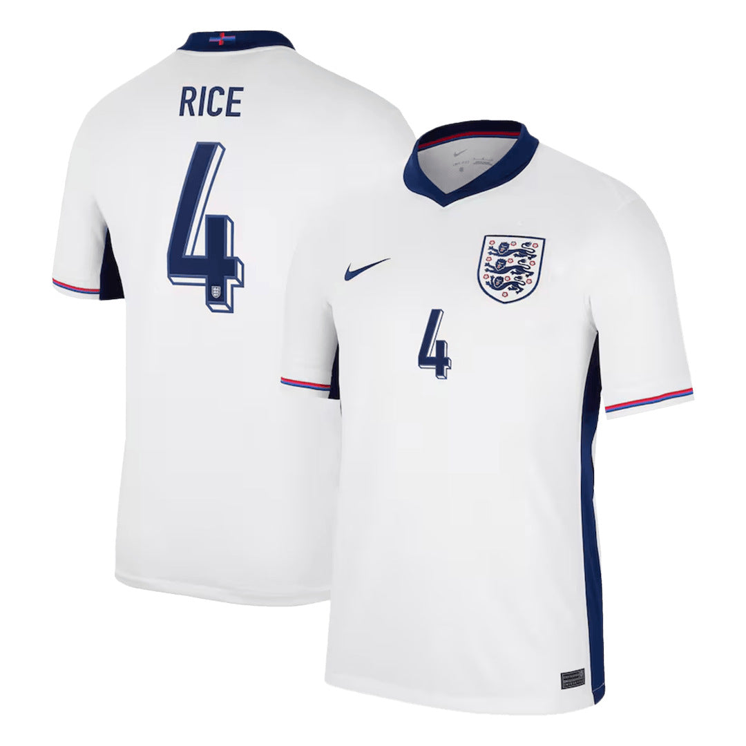 Men's England RICE #4 Home Soccer Jersey Euro 2024