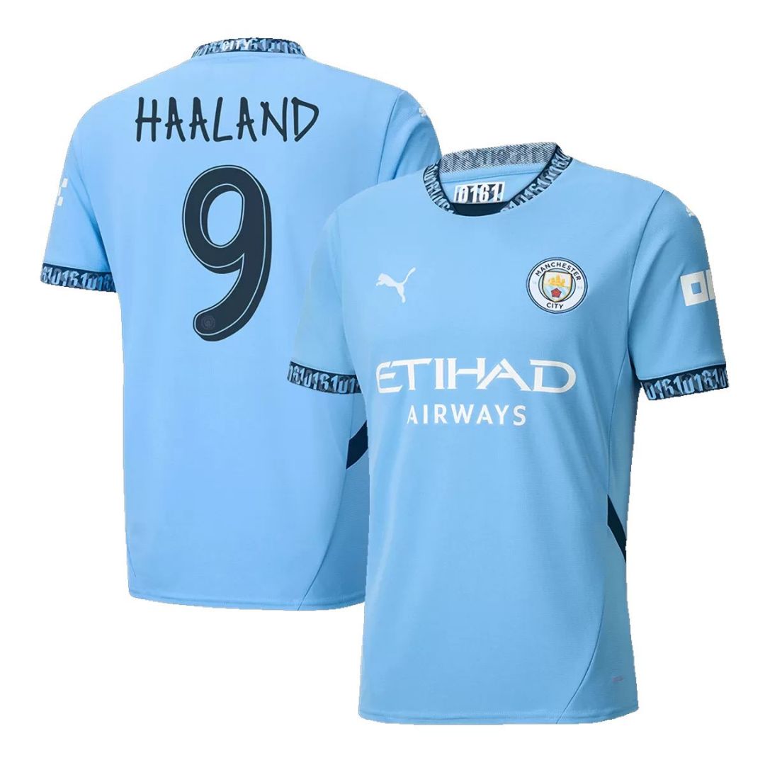 Men's Manchester City HAALAND #9 Home Soccer Jersey 2024/25 UCL