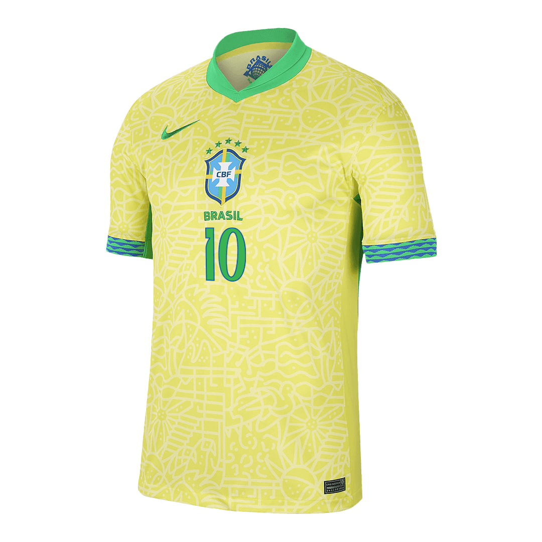 Men's Brazil NEYMAR JR #10 Home Soccer Jersey 2024