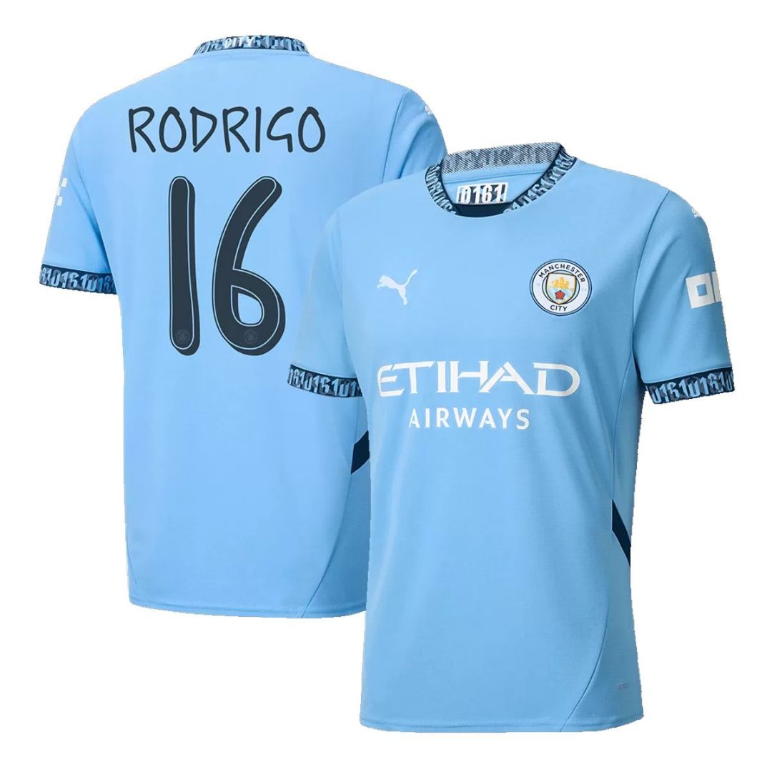 Men's Manchester City RODRIGO #16 Home Soccer Jersey 2024/25 UCL