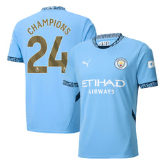 Men's Manchester City CHAMPIONS #24 Home Soccer Jersey 2024/25 Champion Edition