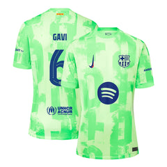 Men's Barcelona GAVI #6 Third Away Soccer Jersey 2024/25 - UCL (Spotify Logo Without Text)