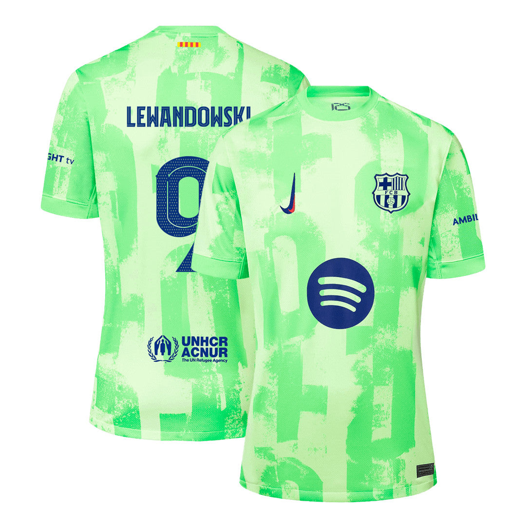 Men's Barcelona LEWANDOWSKI #9 Third Away Soccer Jersey 2024/25 - UCL(Spotify Logo Without Text)